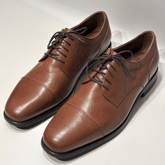 NWOB Johnston & Murphy Branning Brown Leather Cap Toe Derby Men Size 12 X-Wide - Picture 14 of 15